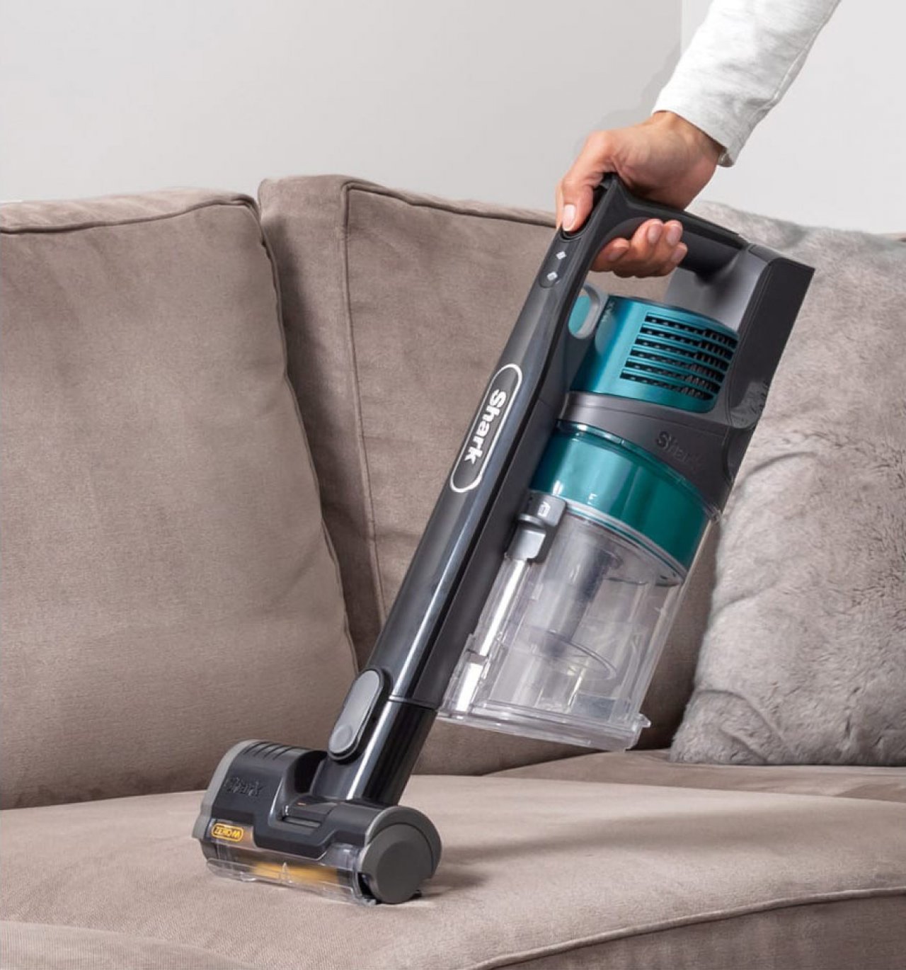 The optional motorised pet tool makes cleaning sofas easy